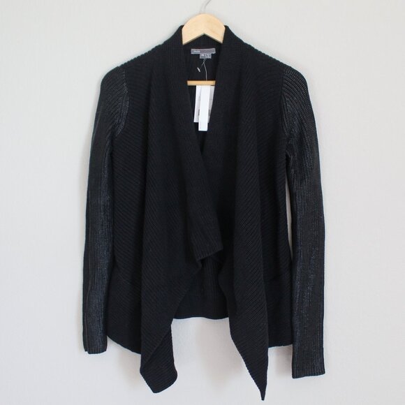 NWT Vince Draped Cotton Cardigan, Black– Luxe Layering, Office to Weekend Style - Picture 2 of 12